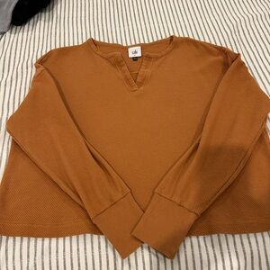 CAbi Waffle Tee 4369 V-Neck in Warm Orange size M